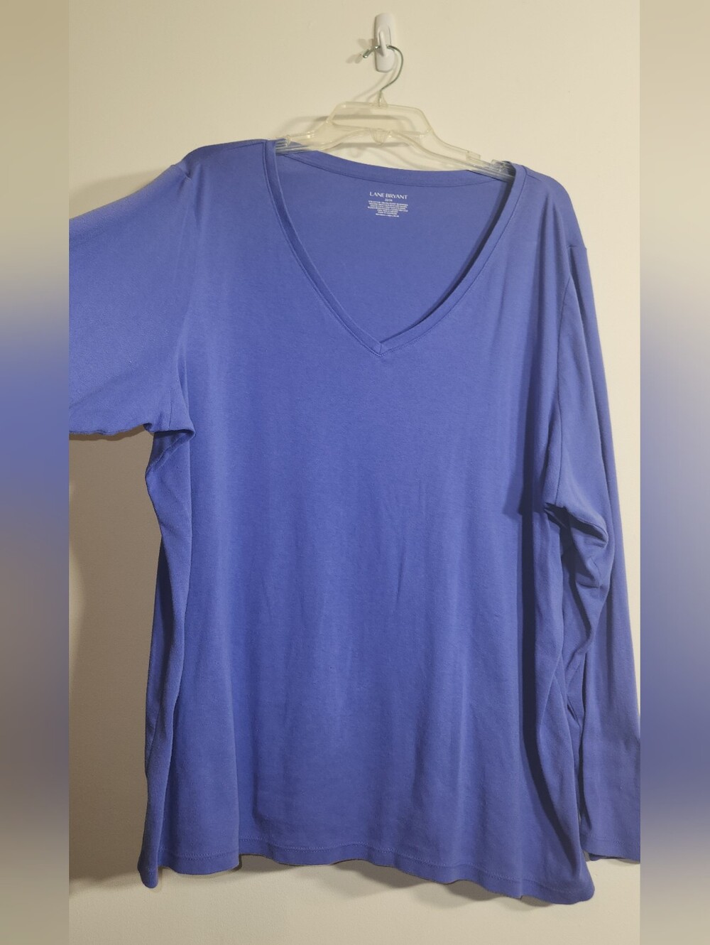 Lane Bryant Women's V-Neck Long Sleeve Top, Periwinkle Blue 22/24